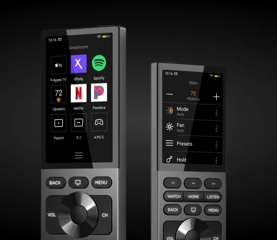 Control4 Halo touch screen and non-touch screen remotes for home cinema control