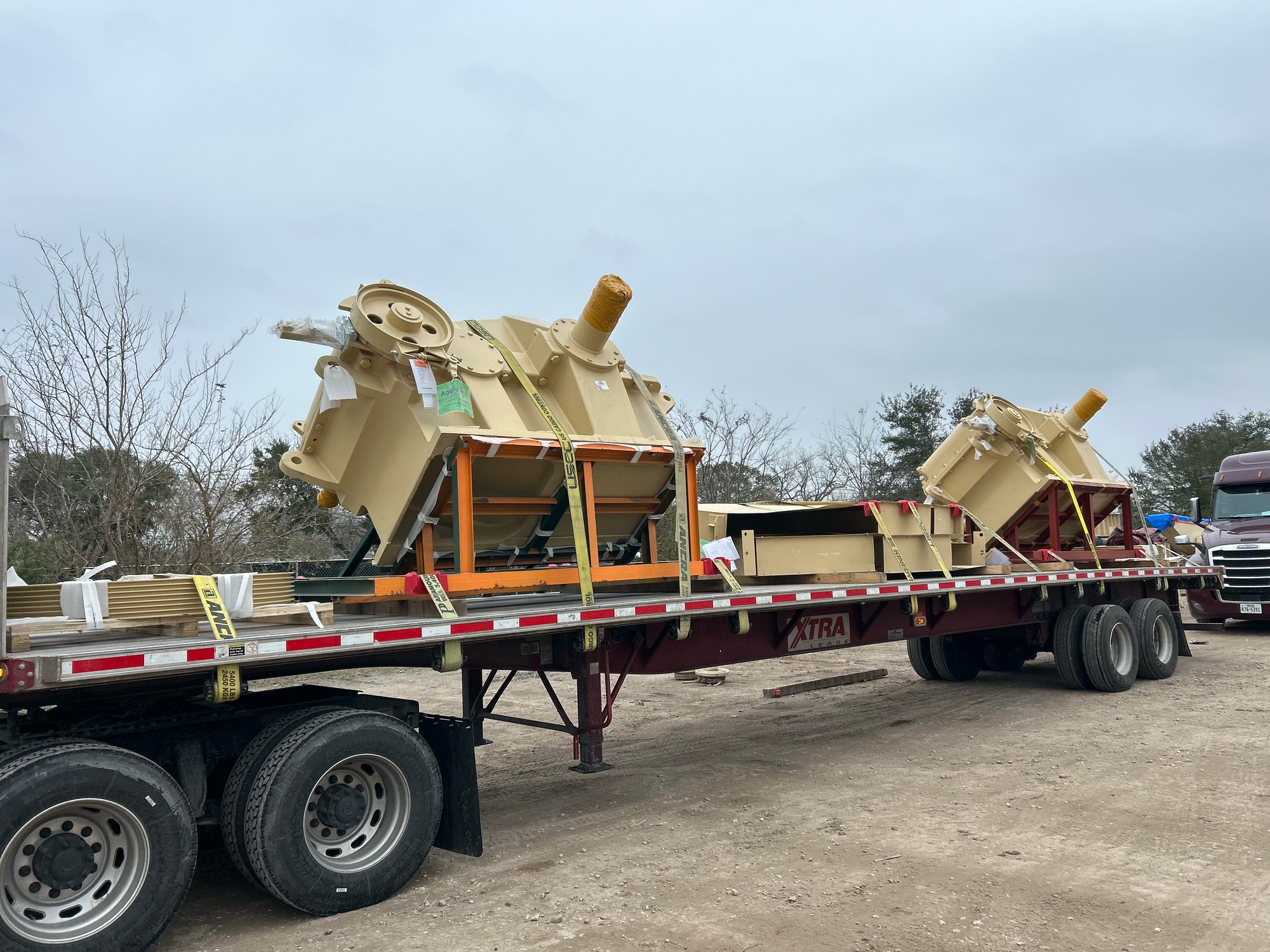 Big River Transfer flatbed with loaded trailer