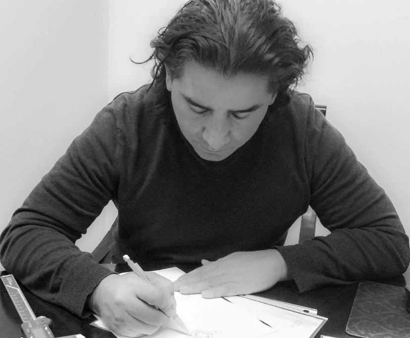 Carlos Zamora at work designing jewelry