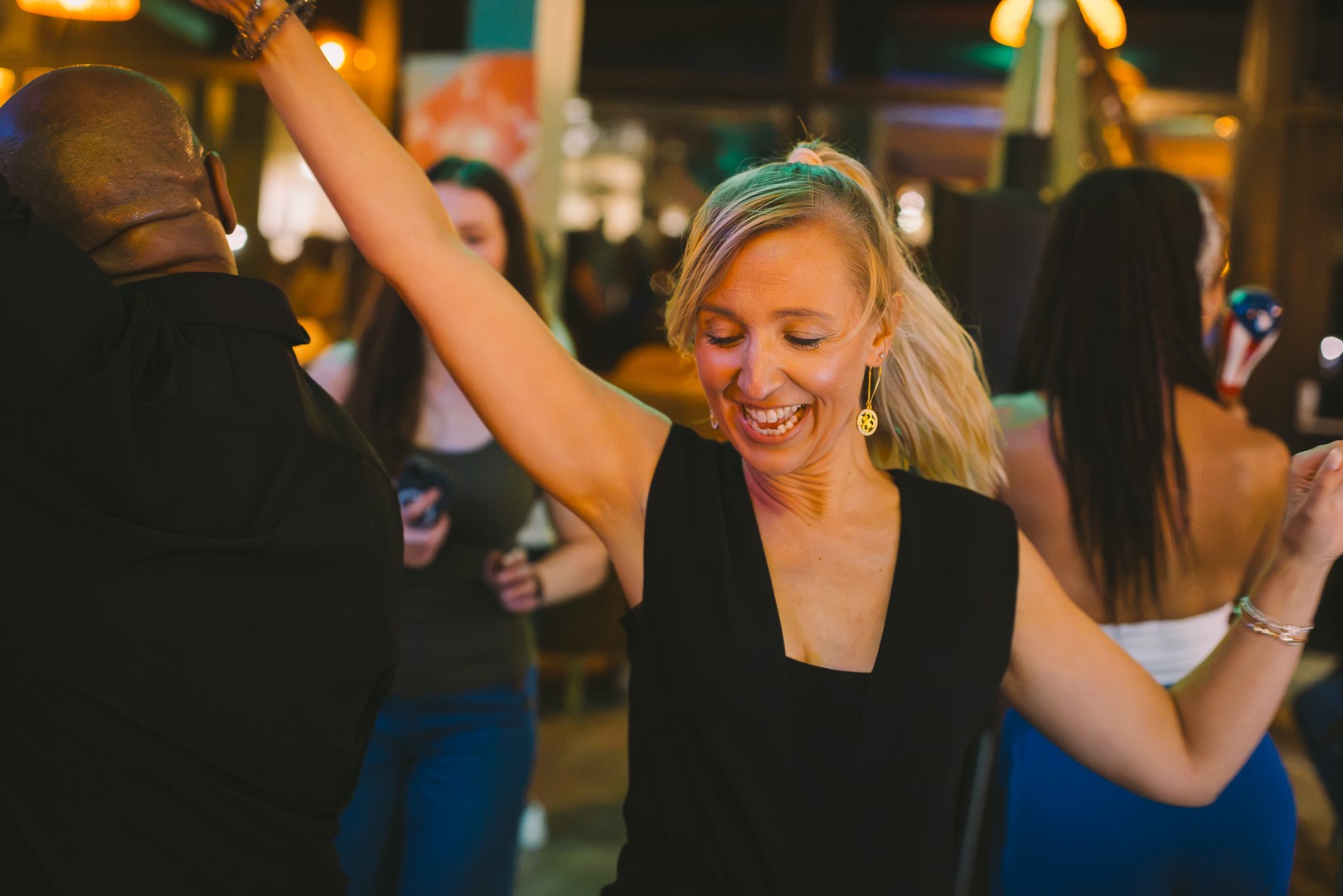 Happy dancers at the salsa social night
