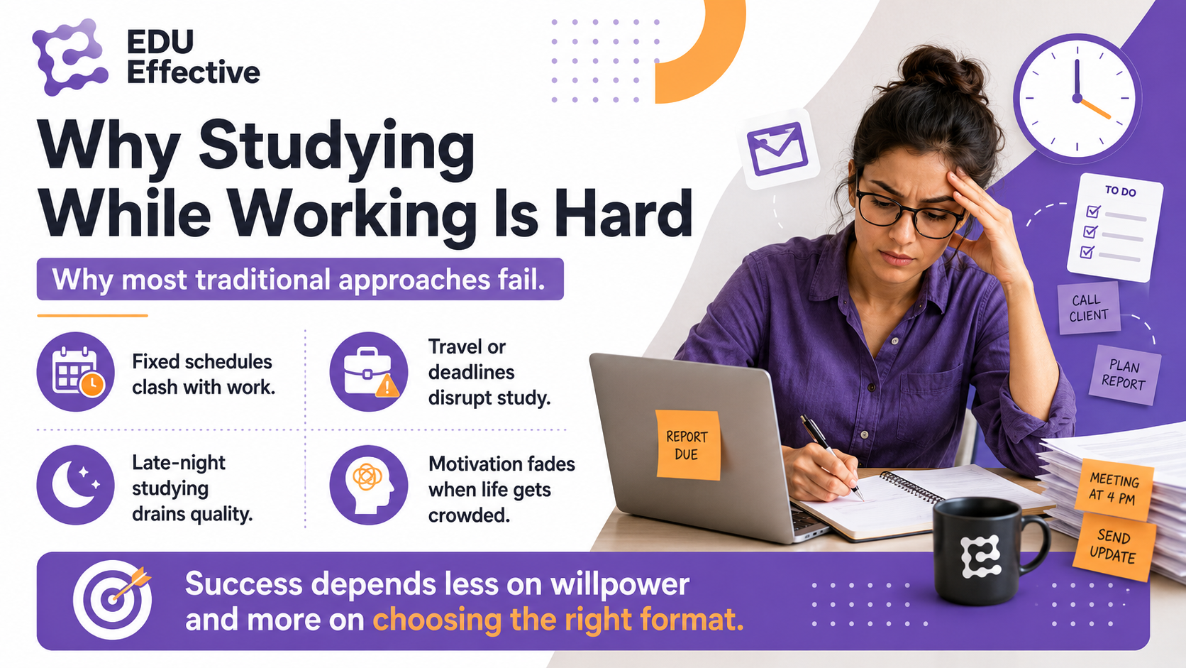 Professional studying for MBA while working — balancing business education with a demanding career and personal life