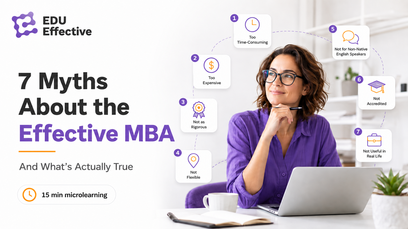 Working professional debunking common myths about online MBA affordability, accreditation and time commitment