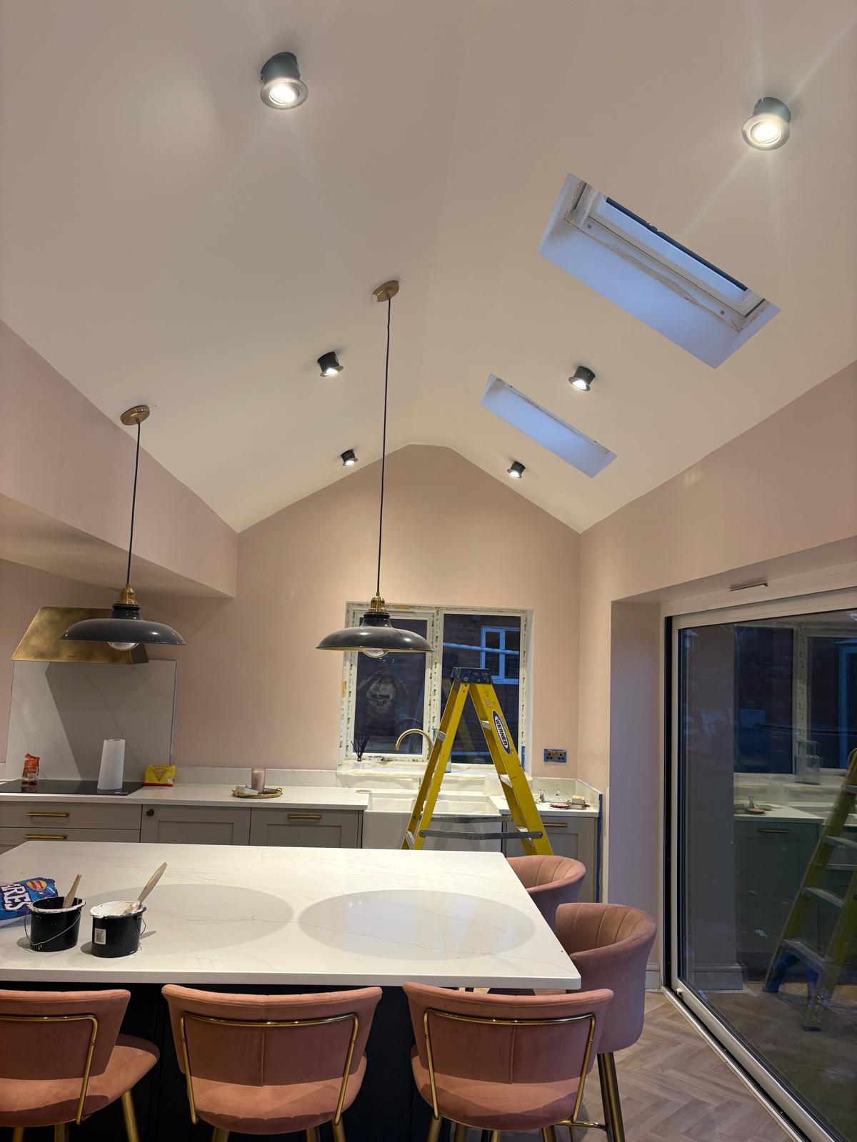 Finishing touches on a redecorated room