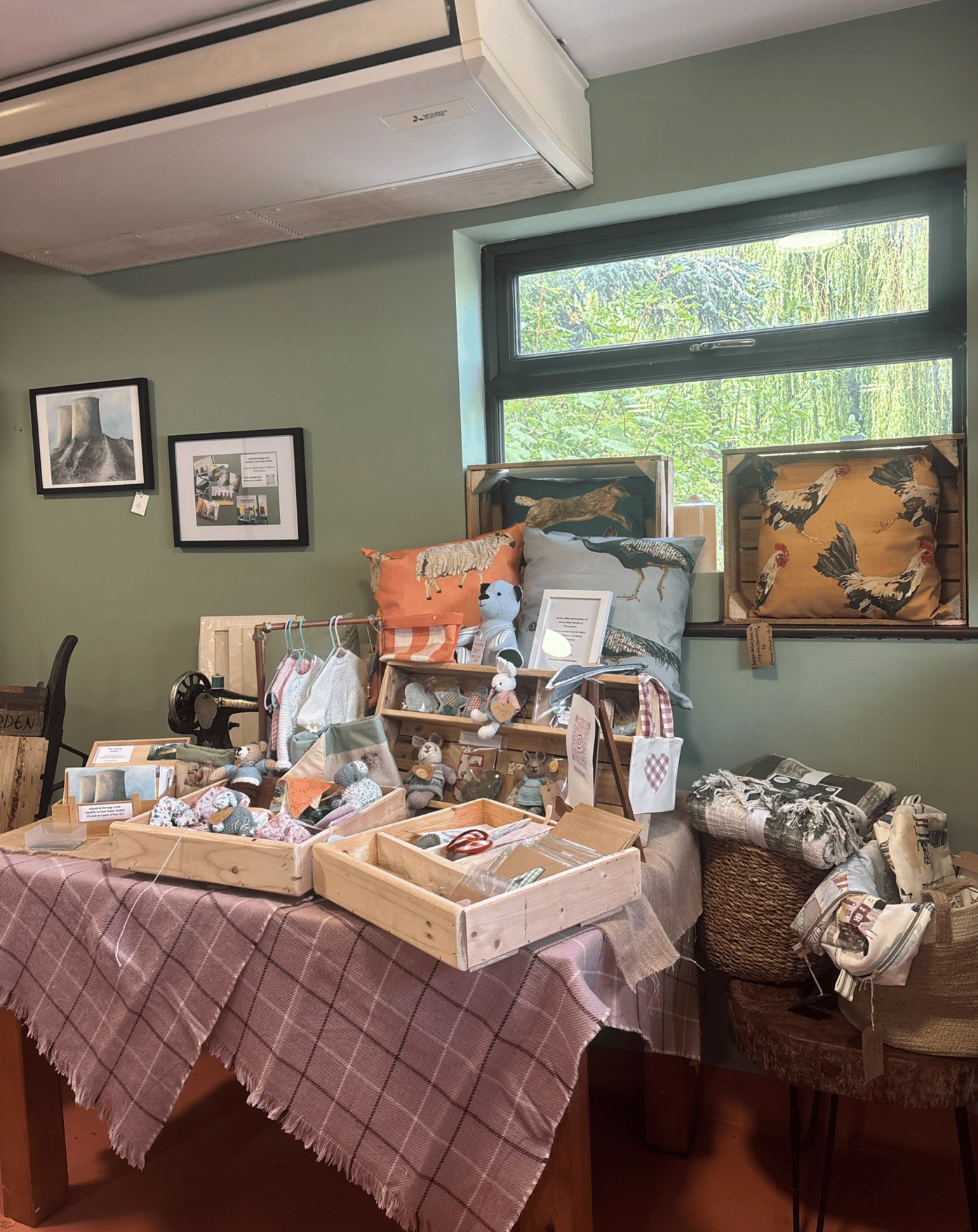 Farm shop shelves and local produce