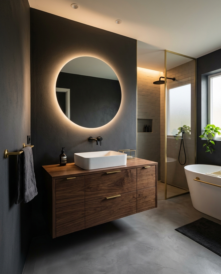 Moderní luxusní koupelna s LED zrcadlem