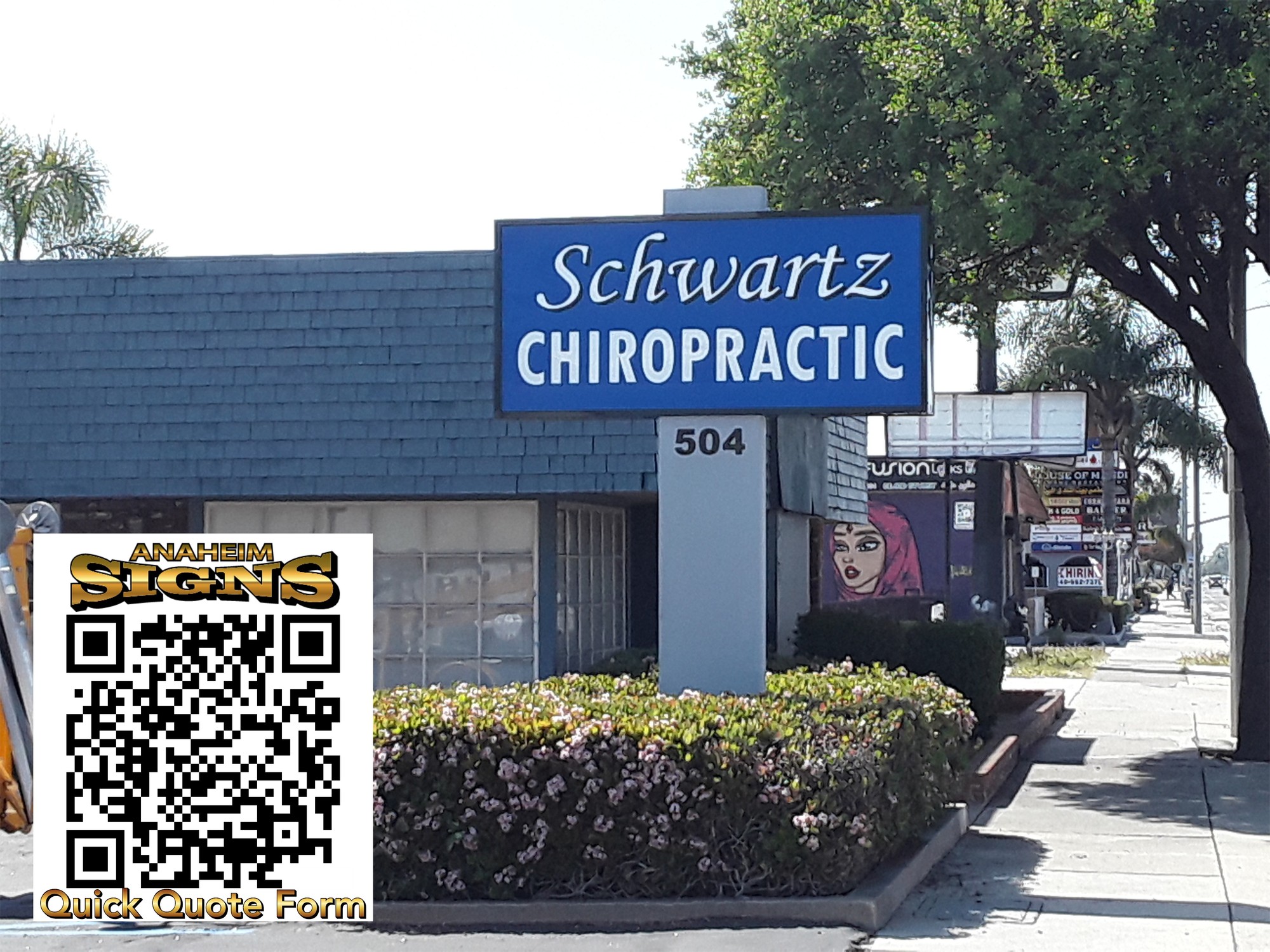 Lighted pylon sign installed for Schwartz Chiropractic, Anaheim CA