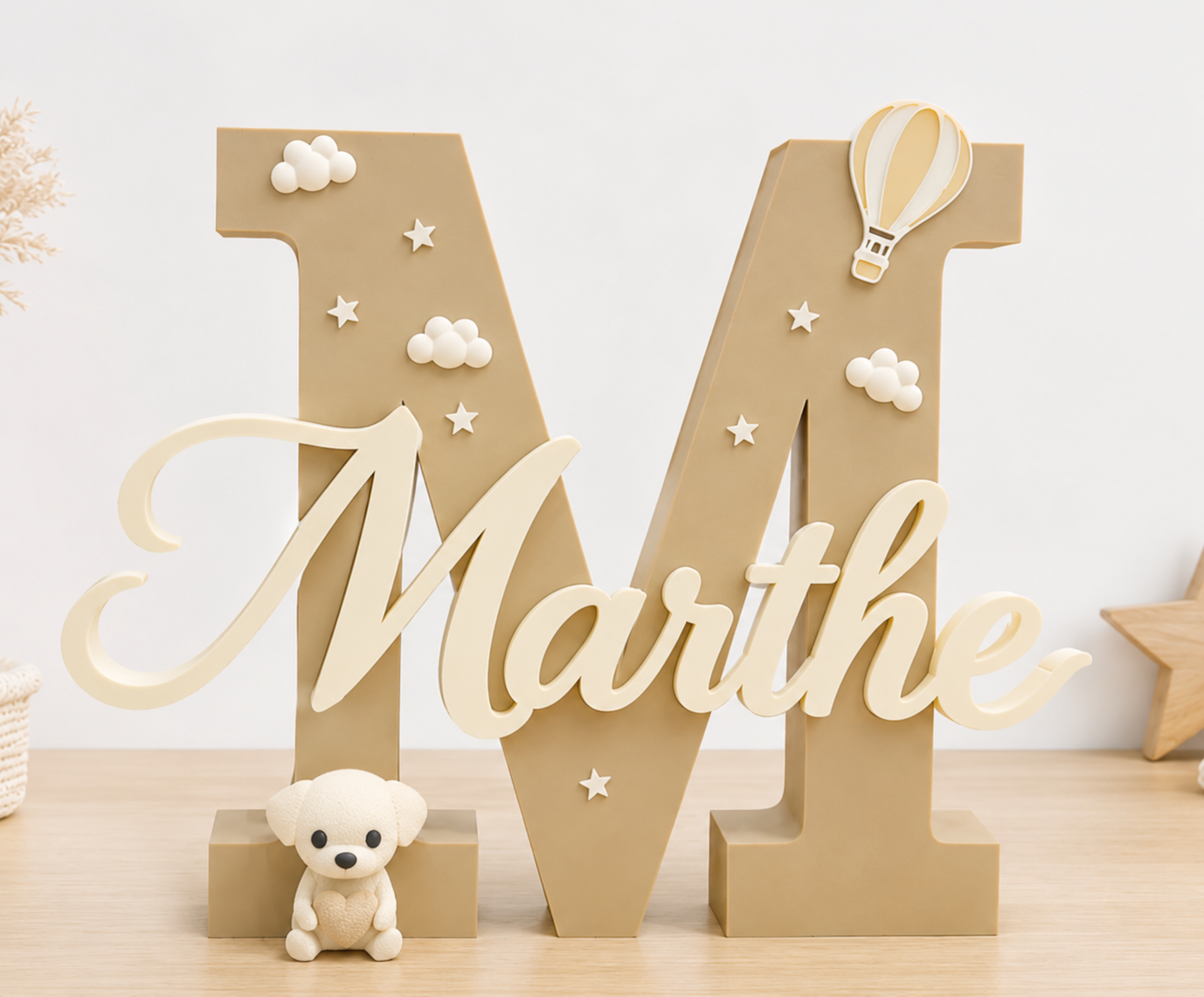 Gepersonaliseerde letter M met de naam Marthe van CHRYFIMA