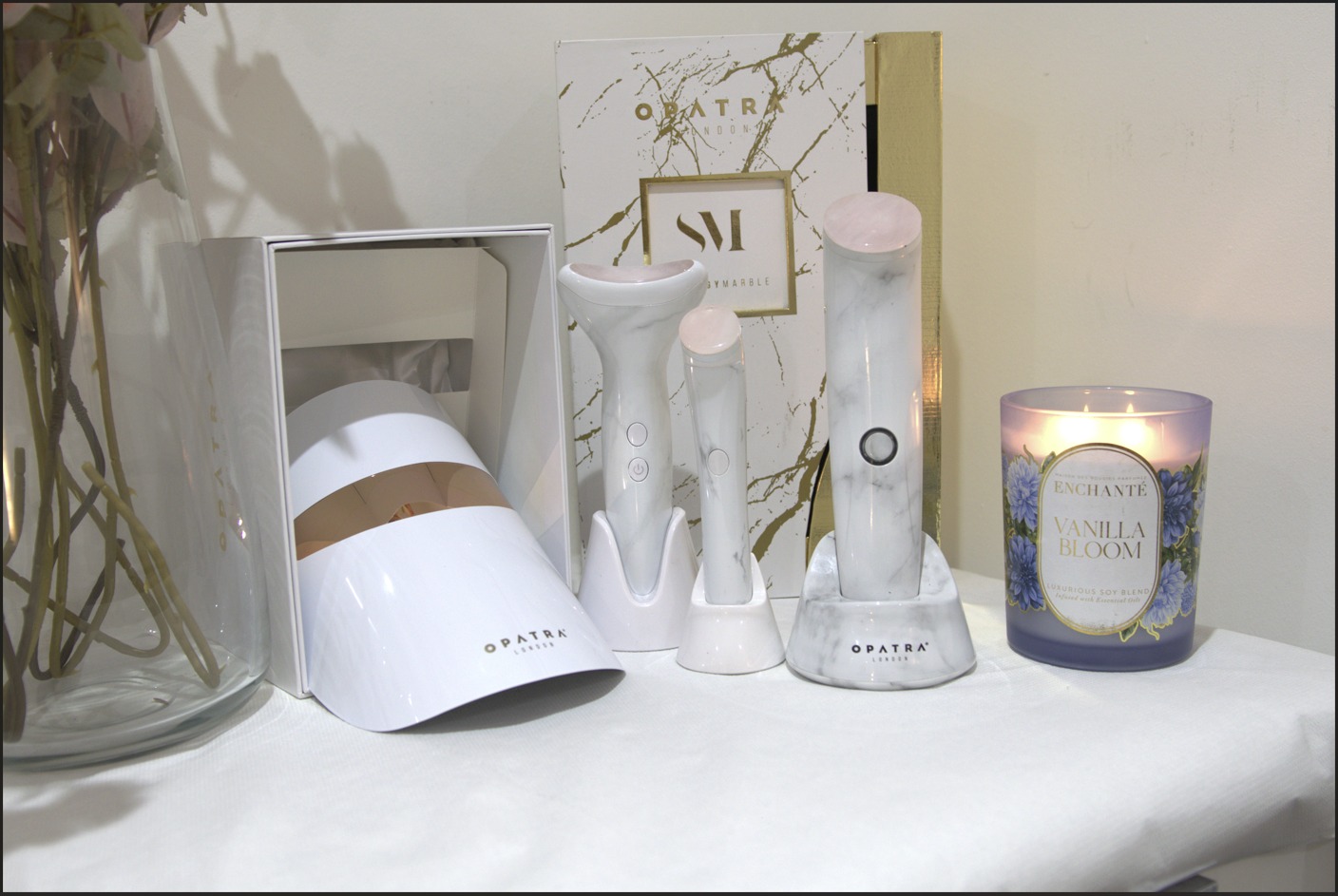 Opatra luxury skincare collection with roses and gold details at Yves Beauty