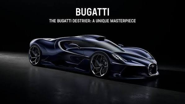 Bugatti Destrier v temném studiu s označením unikátního mistrovského díla