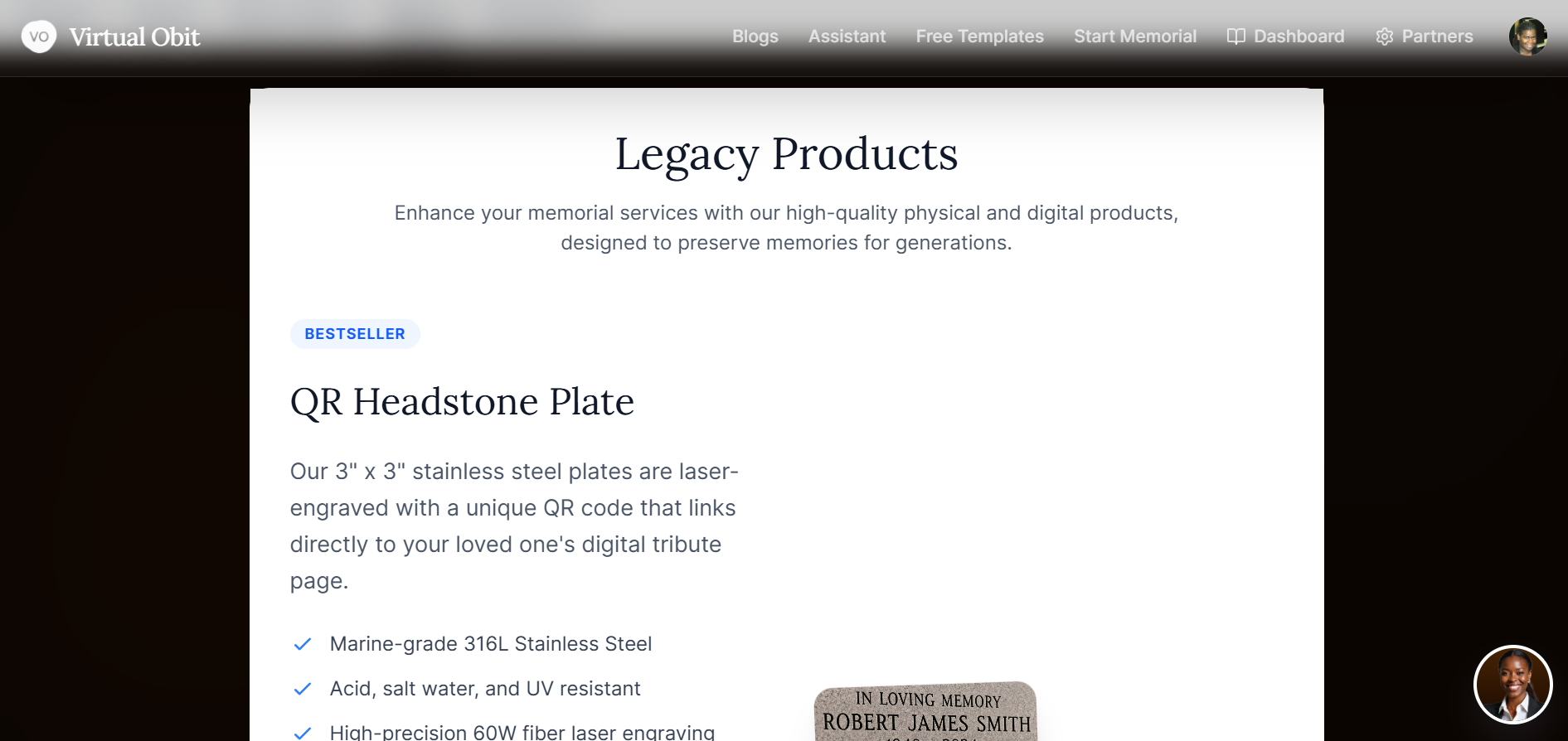 Legacy Products – the QR Headstone Plate is the bestseller in the catalog