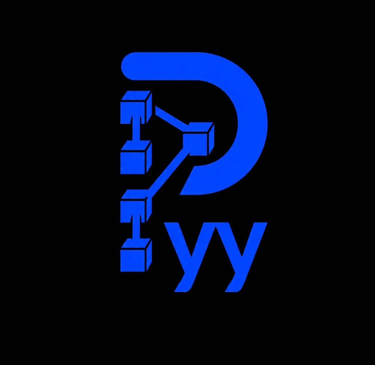 PeeKayy brand mark: a bright cyan motif on a dark field, representing the bridge between finance and blockchain.