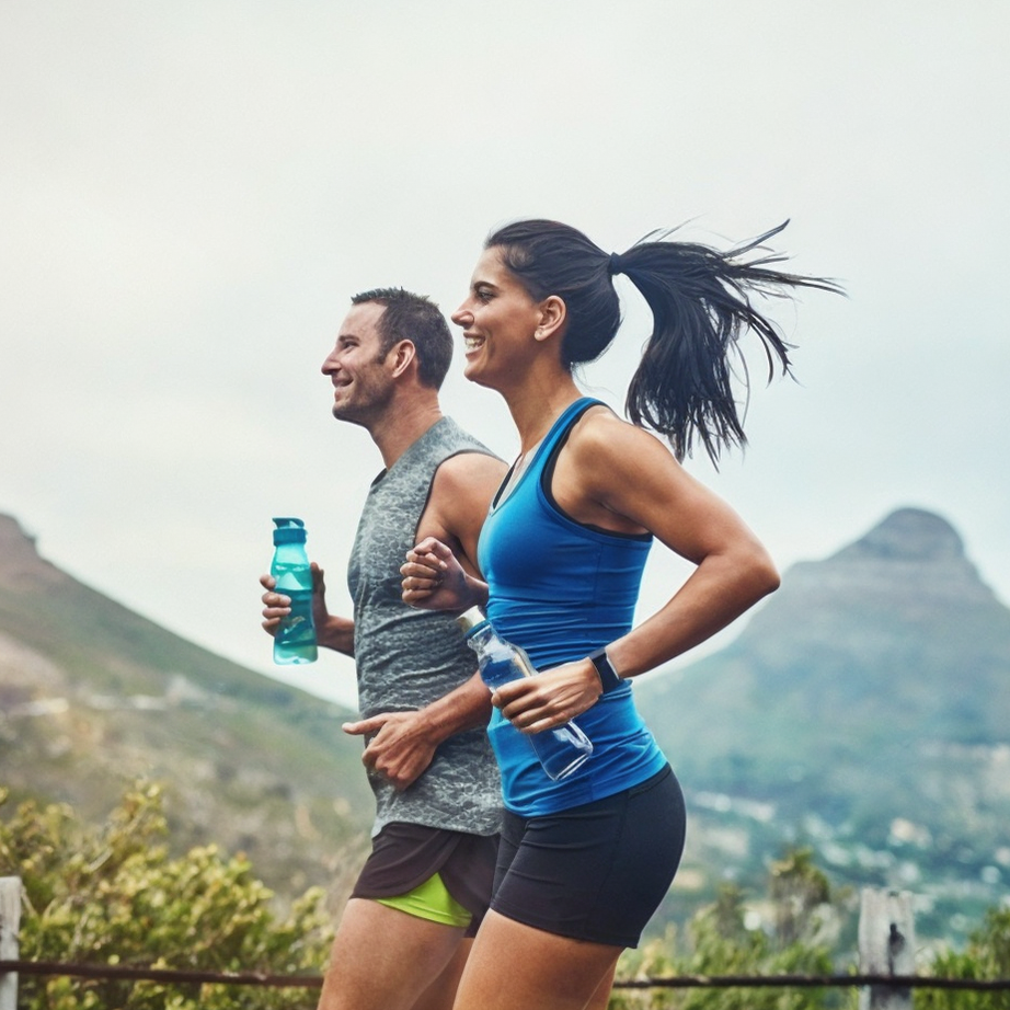 Confident woman in stylish gray athletic wear showcasing athleisure fashion