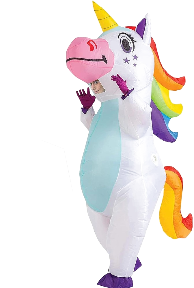 Nafukovací kostým s jezdcem na dinosaurovi
