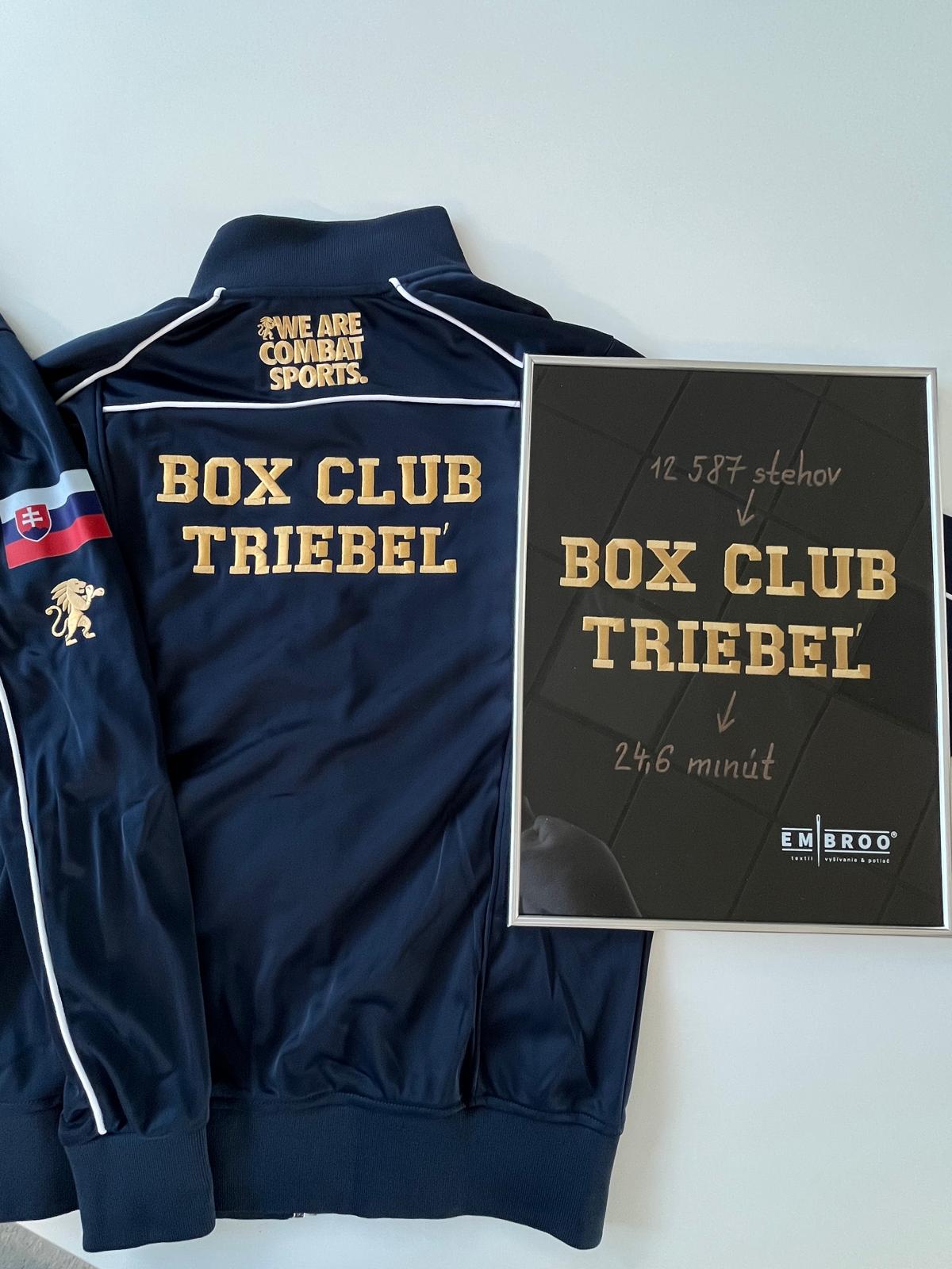 Box Club Triebeľ — Klubové mikiny — veľká výšivka na chrbte + DTF potlač na rukáve