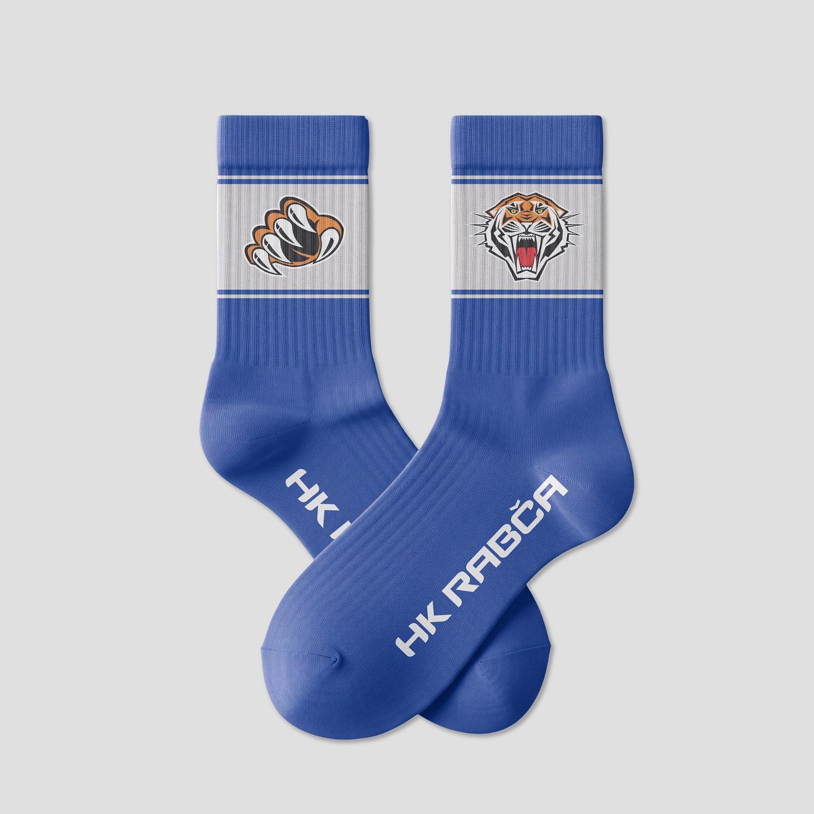 Modré ponožky s výšivkou tiger loga