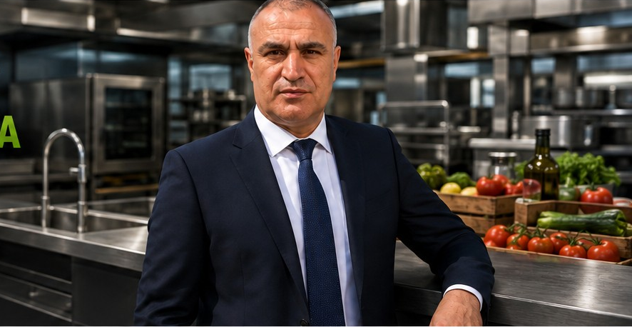 Mustafa Harmanci i ett professionellt storkök