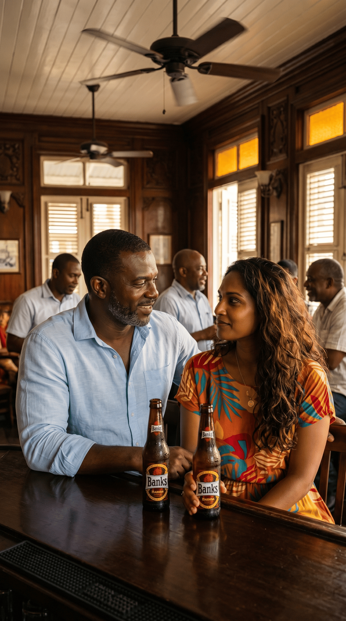 Patrick and Lila at Michel's Hotel bar — Guyana Gold