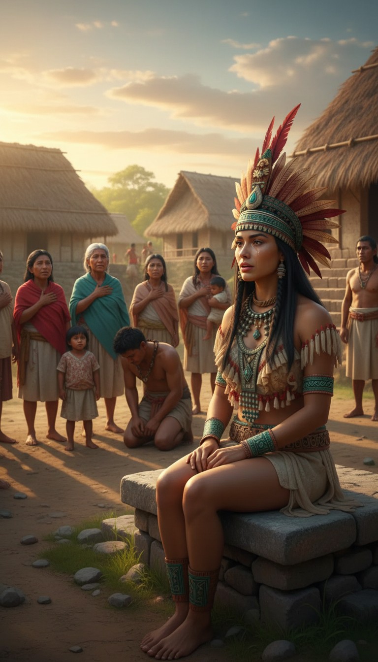 Mayan woman sitting in her village surrounded by her people — I Will Not Forget