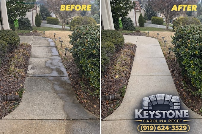 Before and after walkway cleaning — Triangle NC