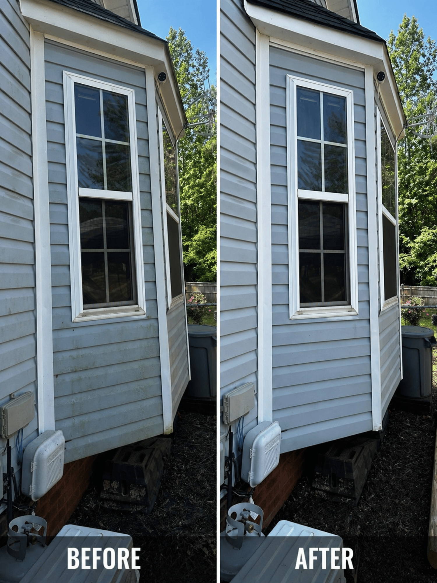 Before and after house soft wash — Keystone Carolina Reset
