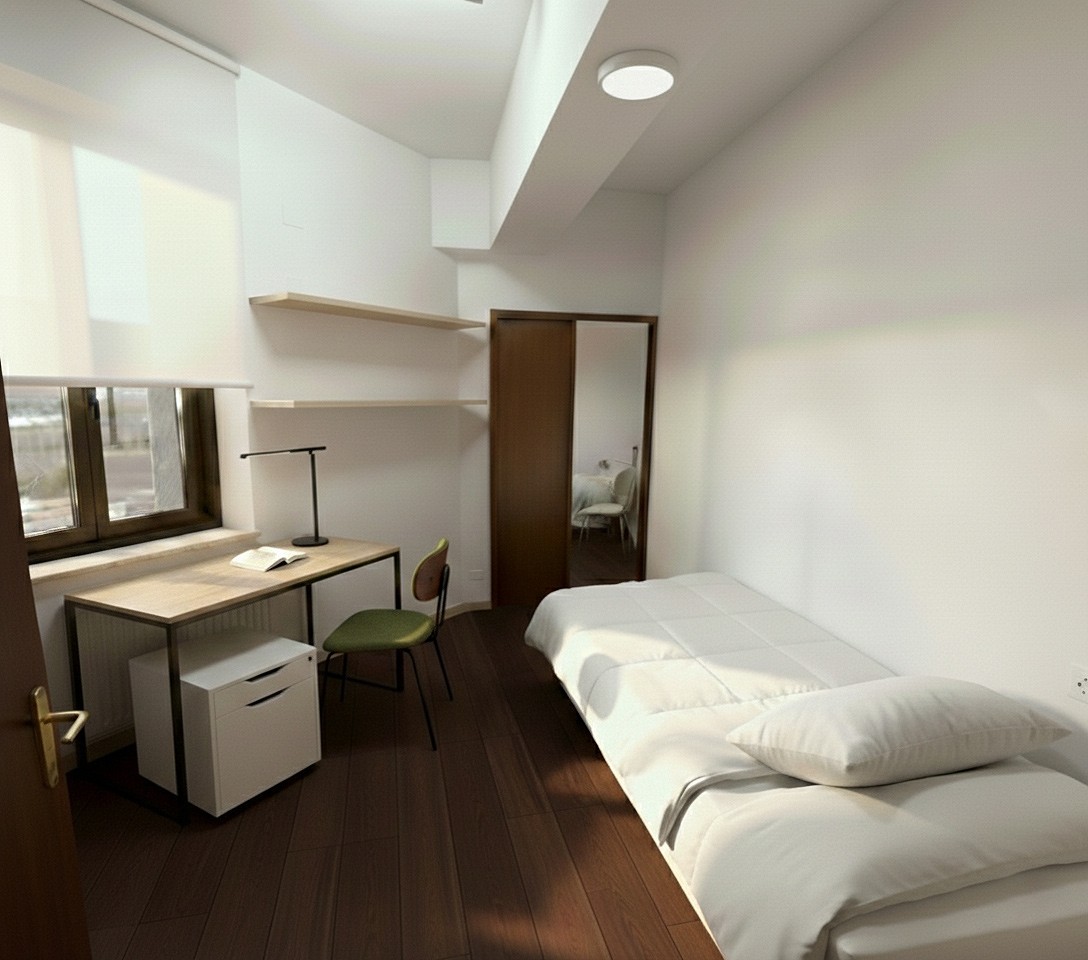 Interior de habitación en la residencia universitaria San Juan Evangelista, Valladolid