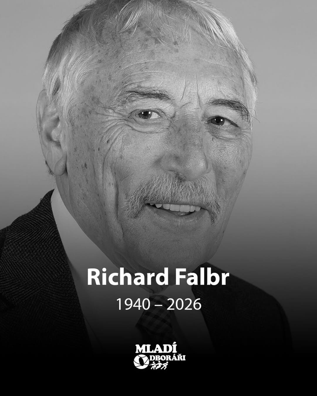 Portrét Richarda Falbra s letopočty 1940–2026