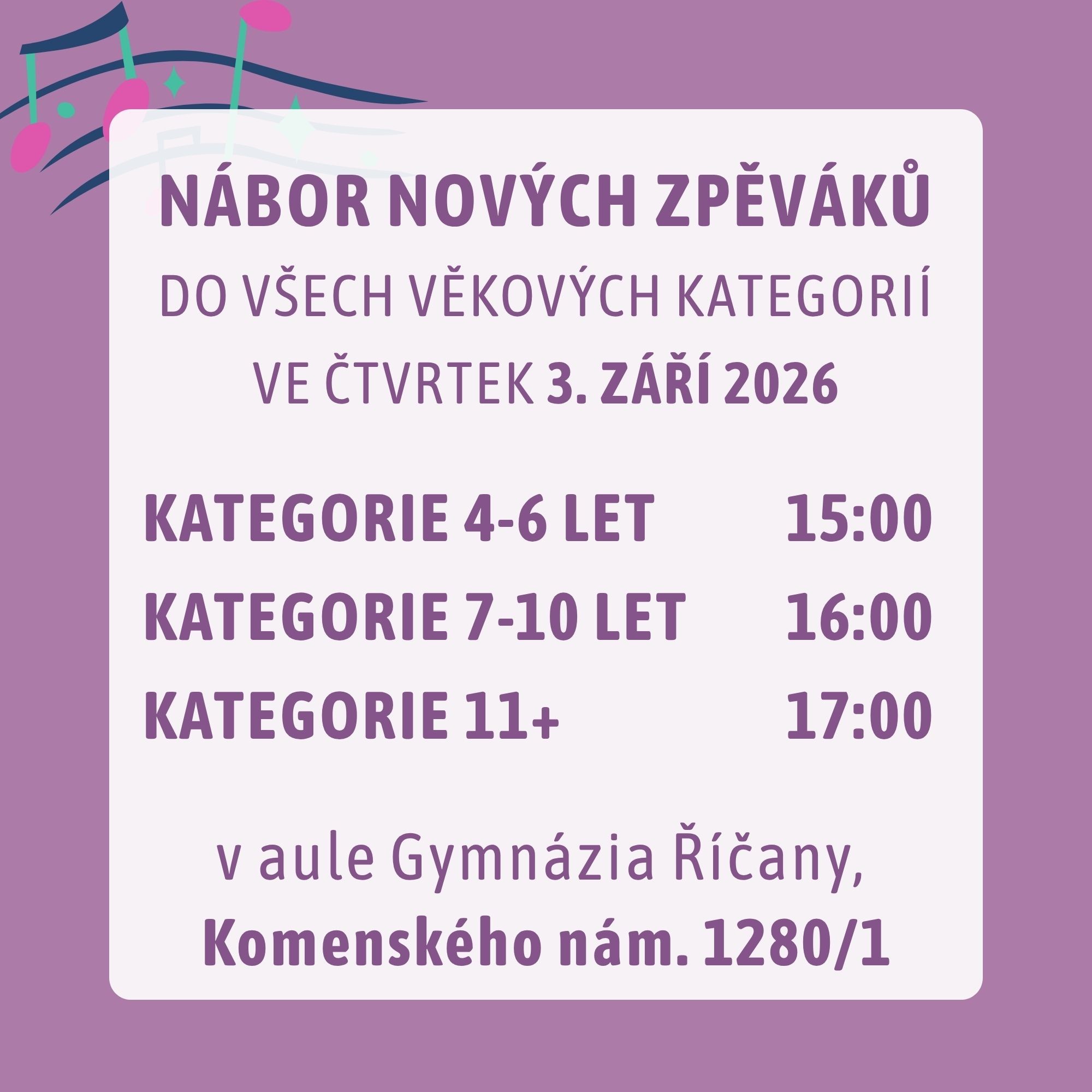 NÁBOR NOVÝCH ZPĚVÁKŮ