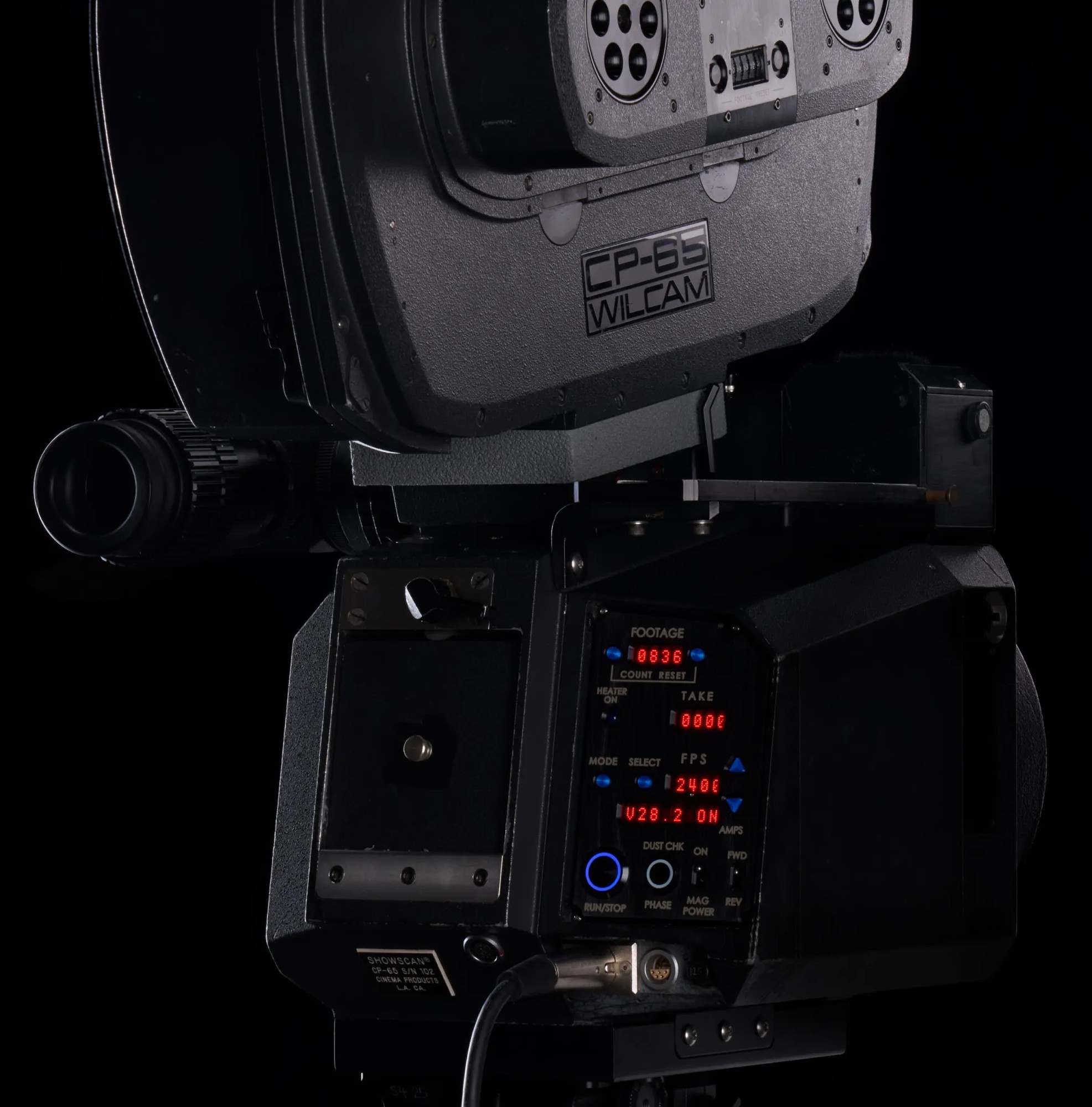 CP-65 digital control panel with footage, take, and frame-rate controls