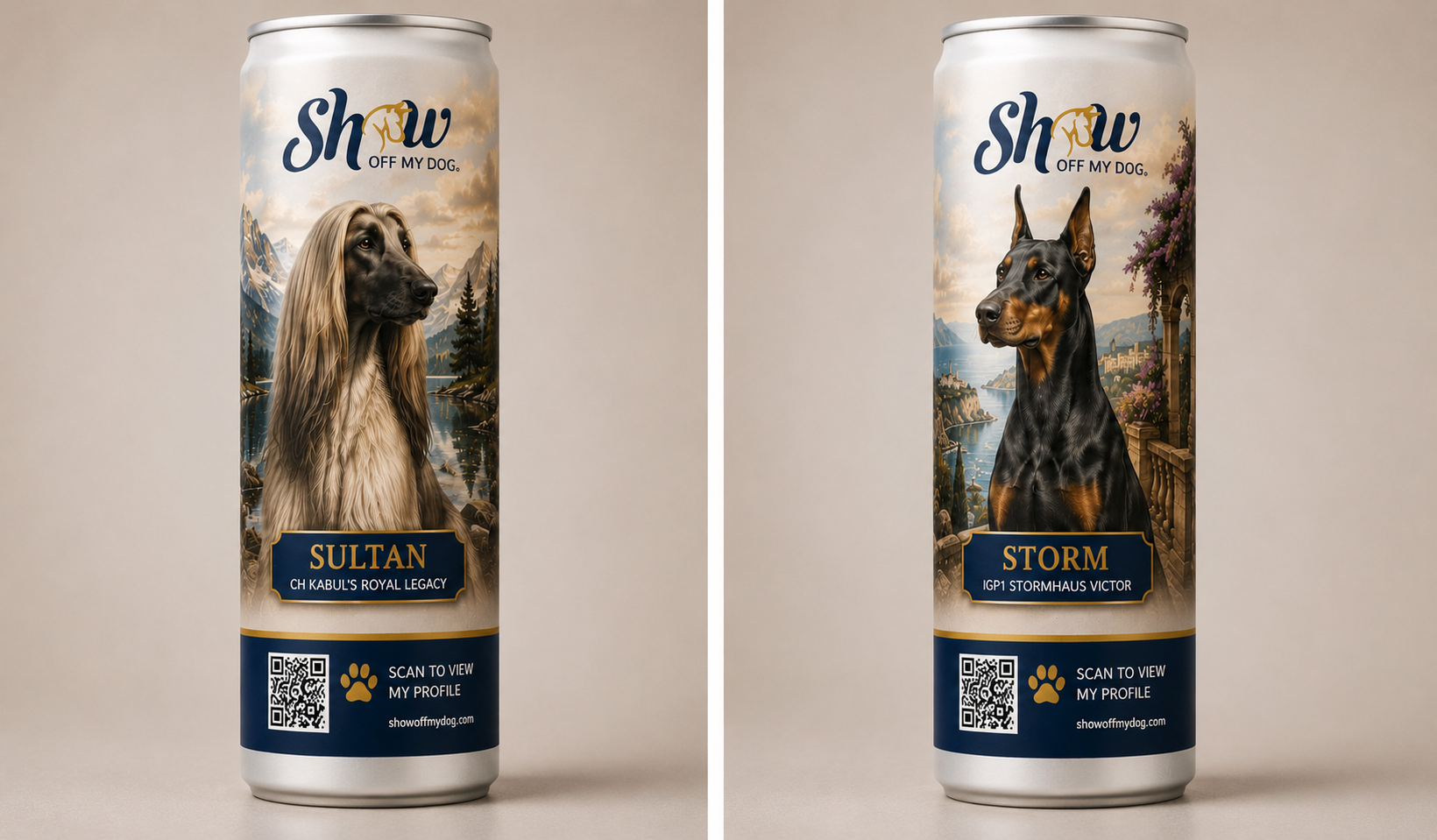 The Duo bottle — one dog on front, one on back