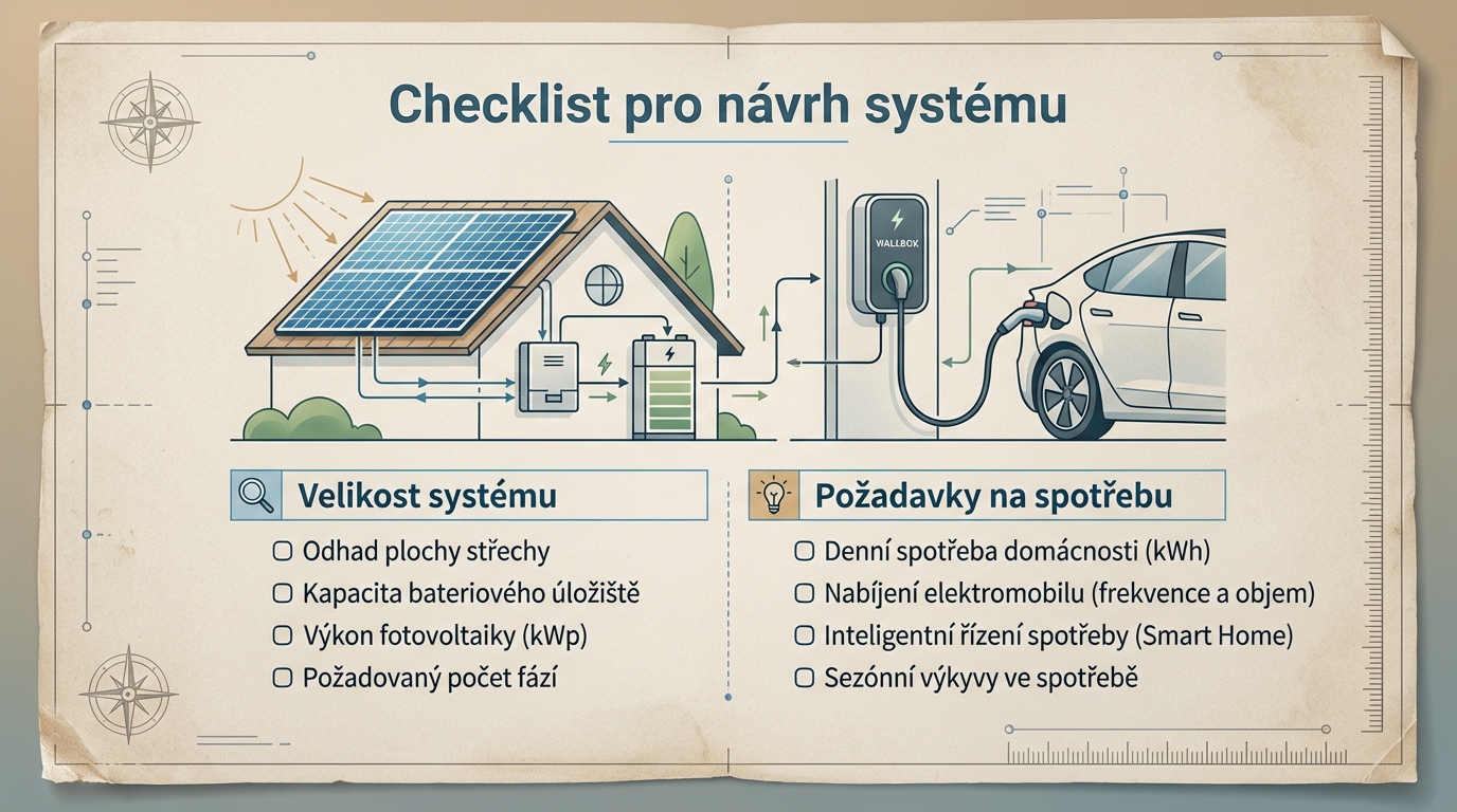 Checklist pro návrh FVE systému s wallboxem – velikost systému a požadavky na spotřebu