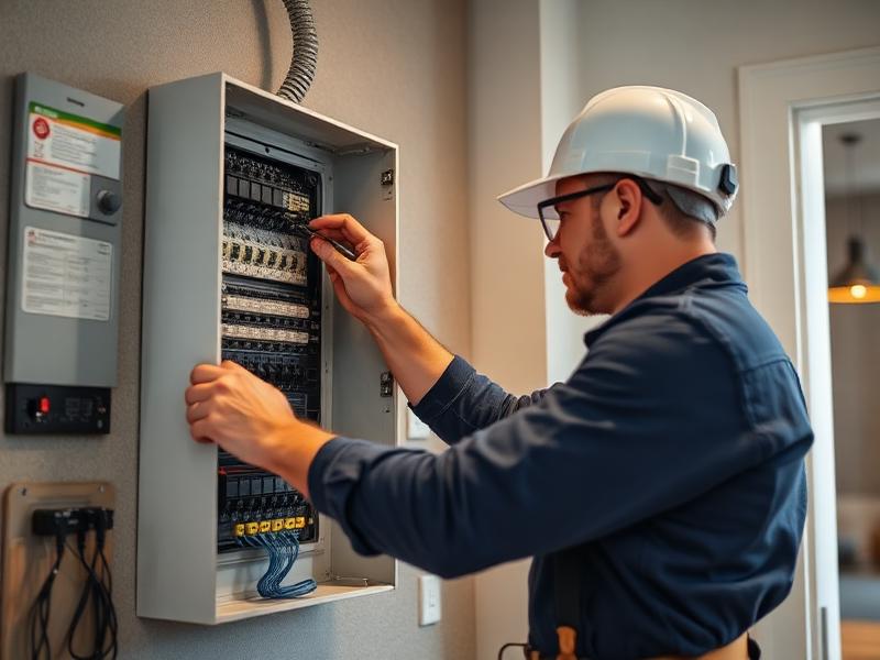 Elektricien Brugge werkt aan zekeringskast - Algemene Elektriciteit