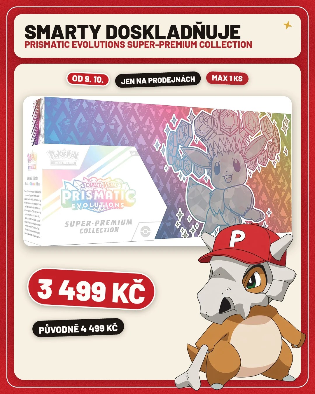 Post o restocku Prismatic Evolutions Super-Premium Collection ve Smarty