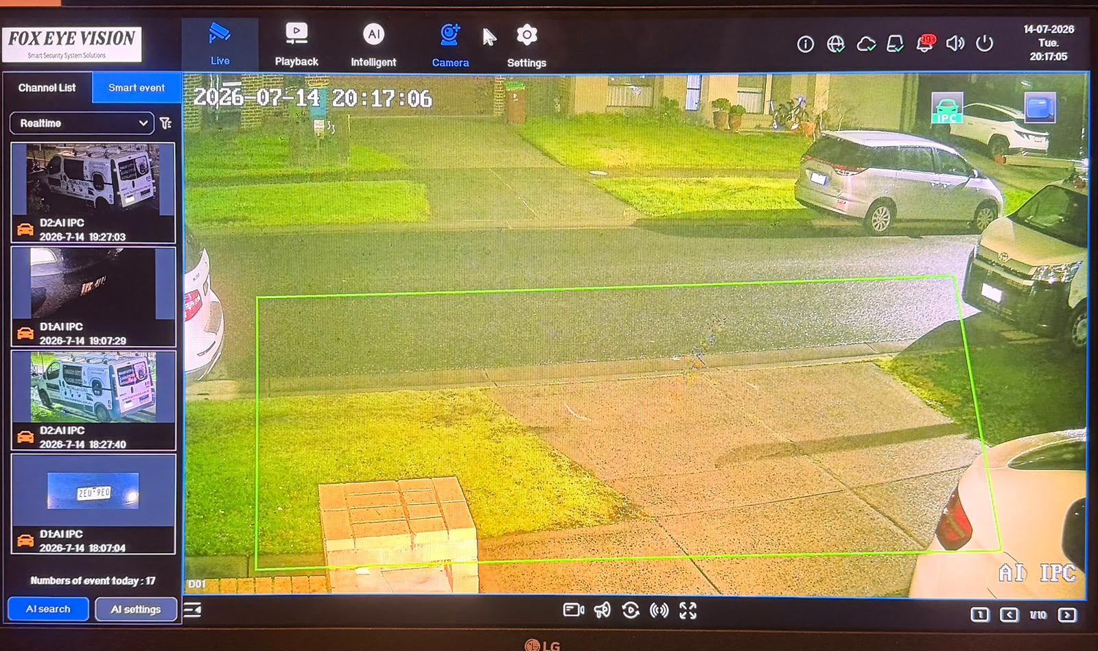 Live vehicle monitoring at night — licence plate camera showing real-time night vision footage