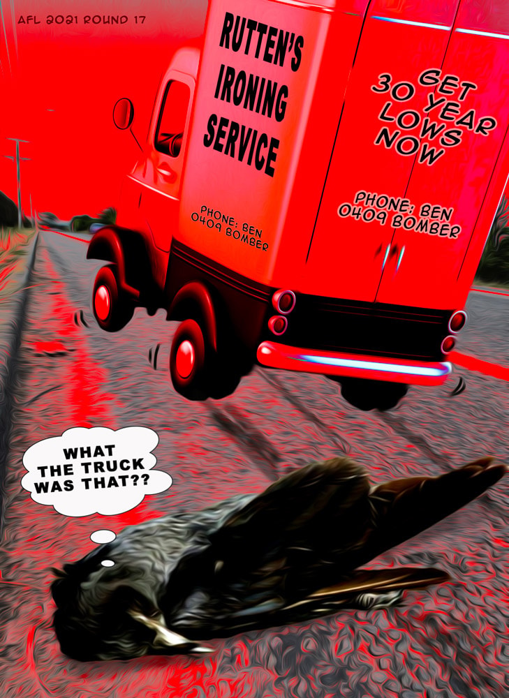 Trucks Ironing Service — Footy cartoon by Peter Gillies