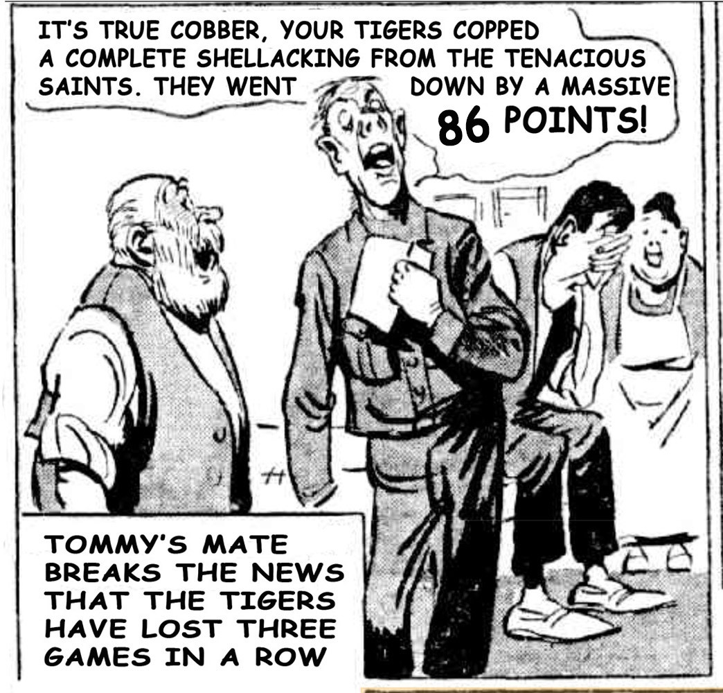TIGERS 3 IN A ROW 01 — Footy cartoon by Peter Gillies