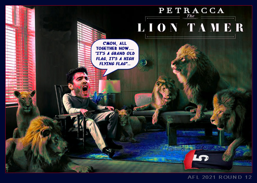 Lion Tamer — Footy cartoon by Peter Gillies