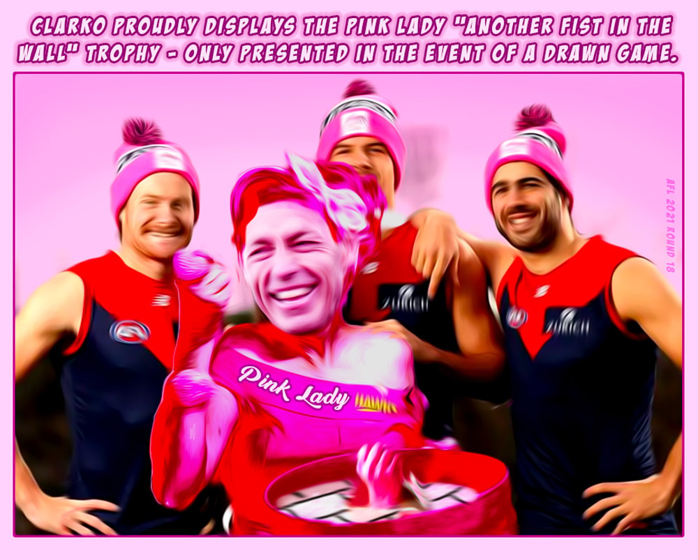 Pink Lady — Footy cartoon by Peter Gillies