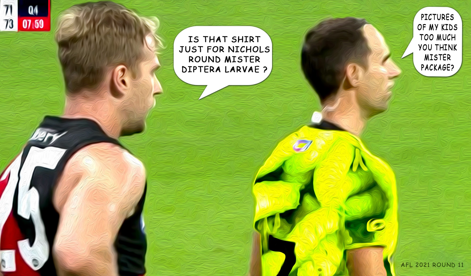 Diptera Larvae — Footy cartoon by Peter Gillies