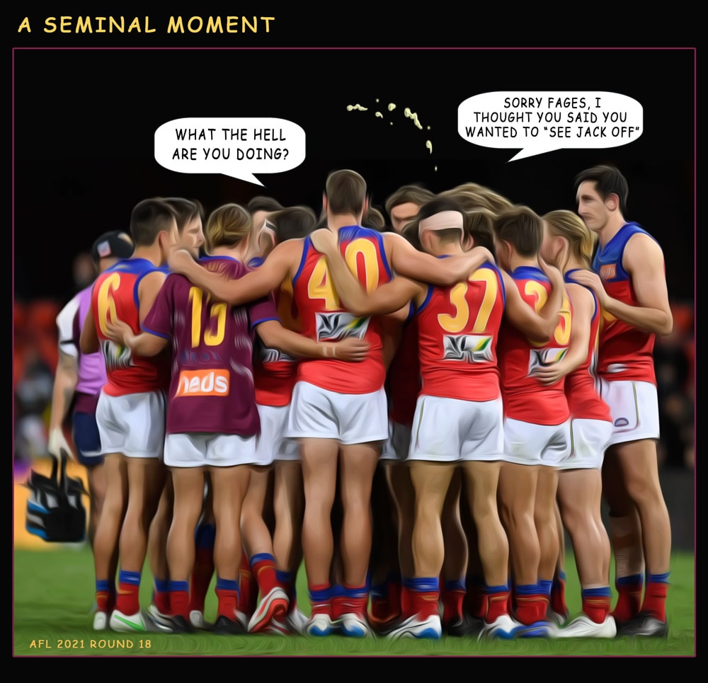 Seminal — Footy cartoon by Peter Gillies