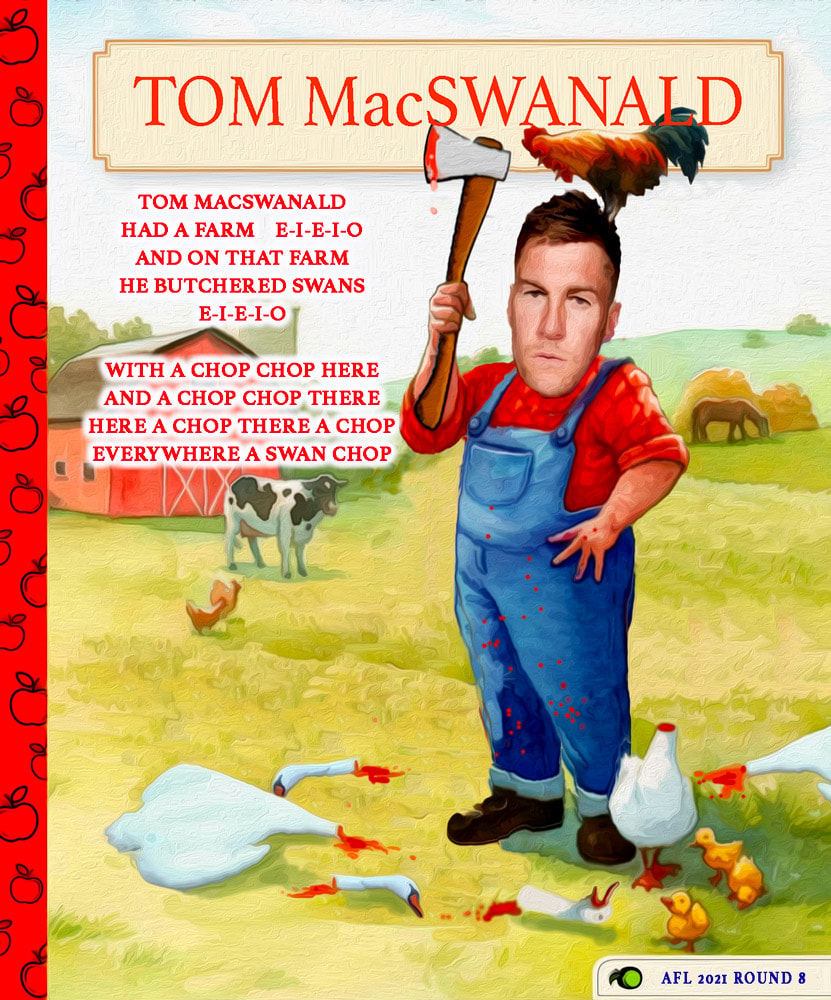 Tom MacSwanald — Footy cartoon by Peter Gillies