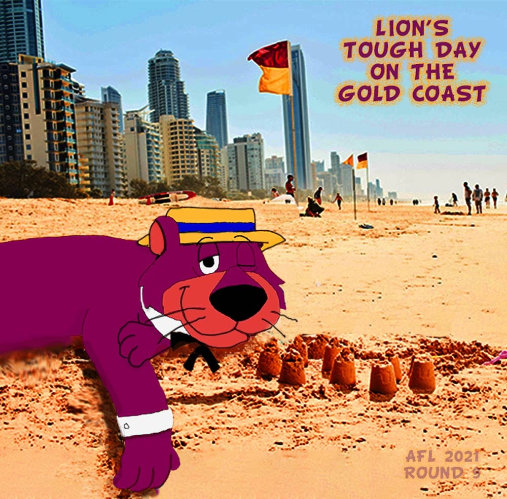 Tough Day On Gold Coast — Footy cartoon by Peter Gillies