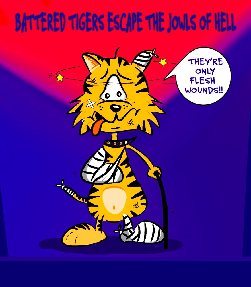 Battered — Footy cartoon by Peter Gillies