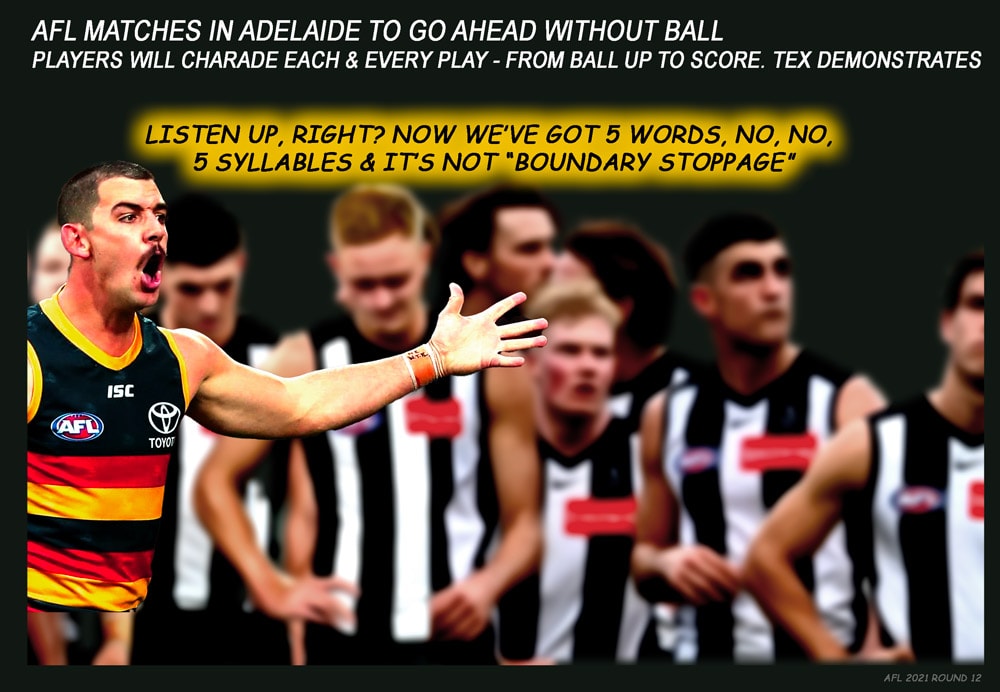 No Ball — Footy cartoon by Peter Gillies