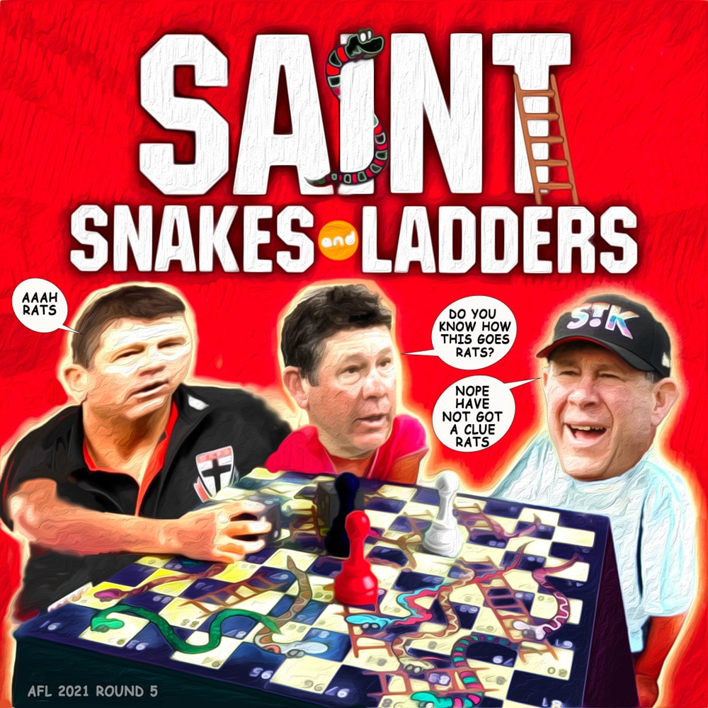 Snakes Ladders — Footy cartoon by Peter Gillies