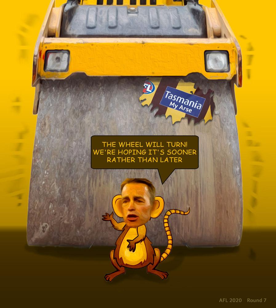 Wheel Will Turn — Footy cartoon by Peter Gillies