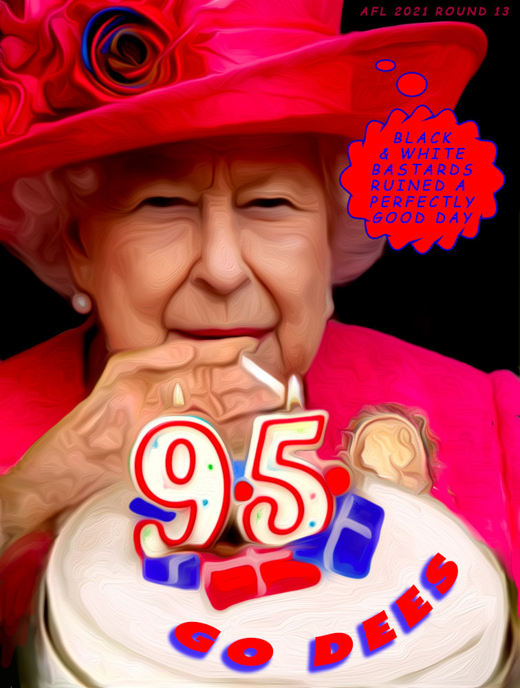 Queens Bday — Footy cartoon by Peter Gillies