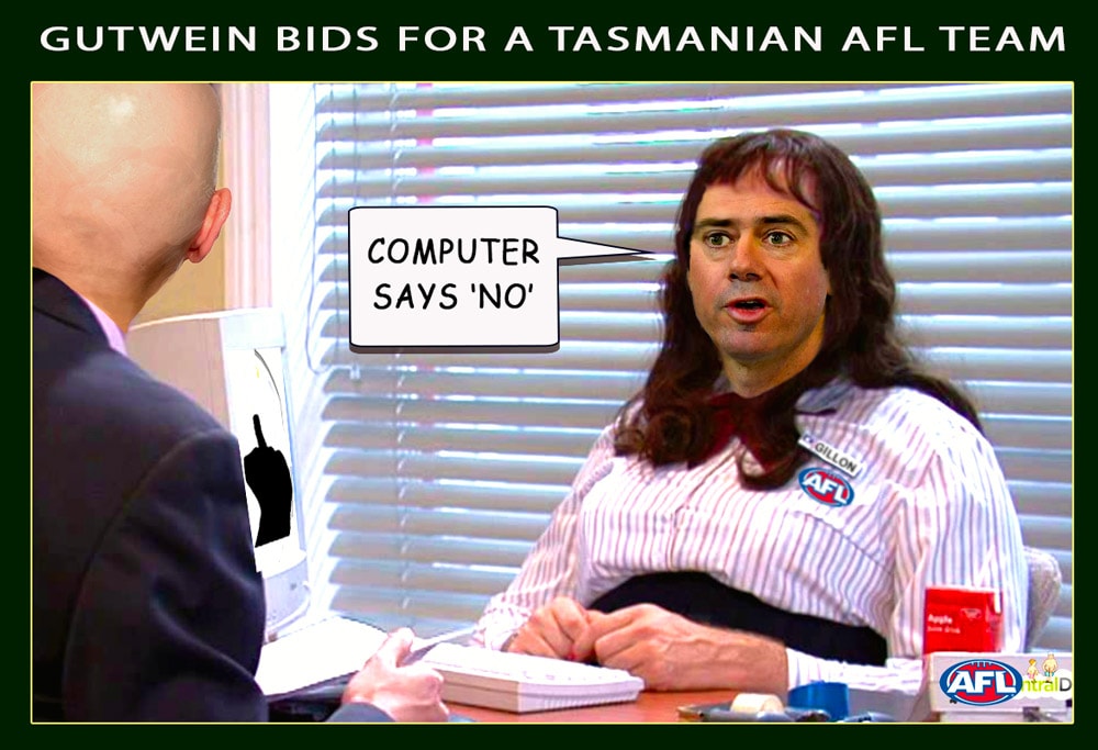 TAS AFL BID — Footy cartoon by Peter Gillies