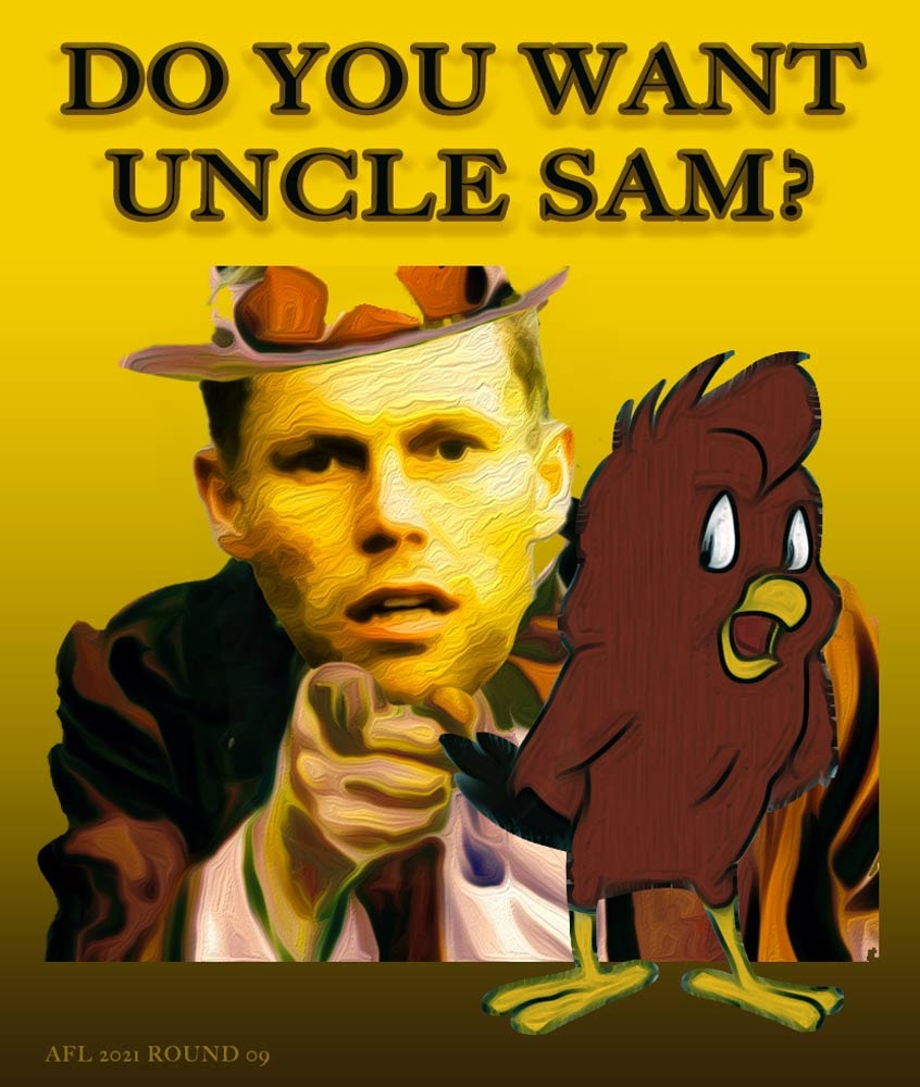 Uncle Sam — Footy cartoon by Peter Gillies