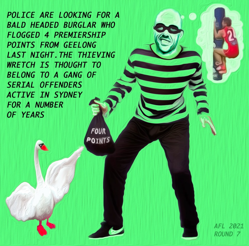 Thief — Footy cartoon by Peter Gillies