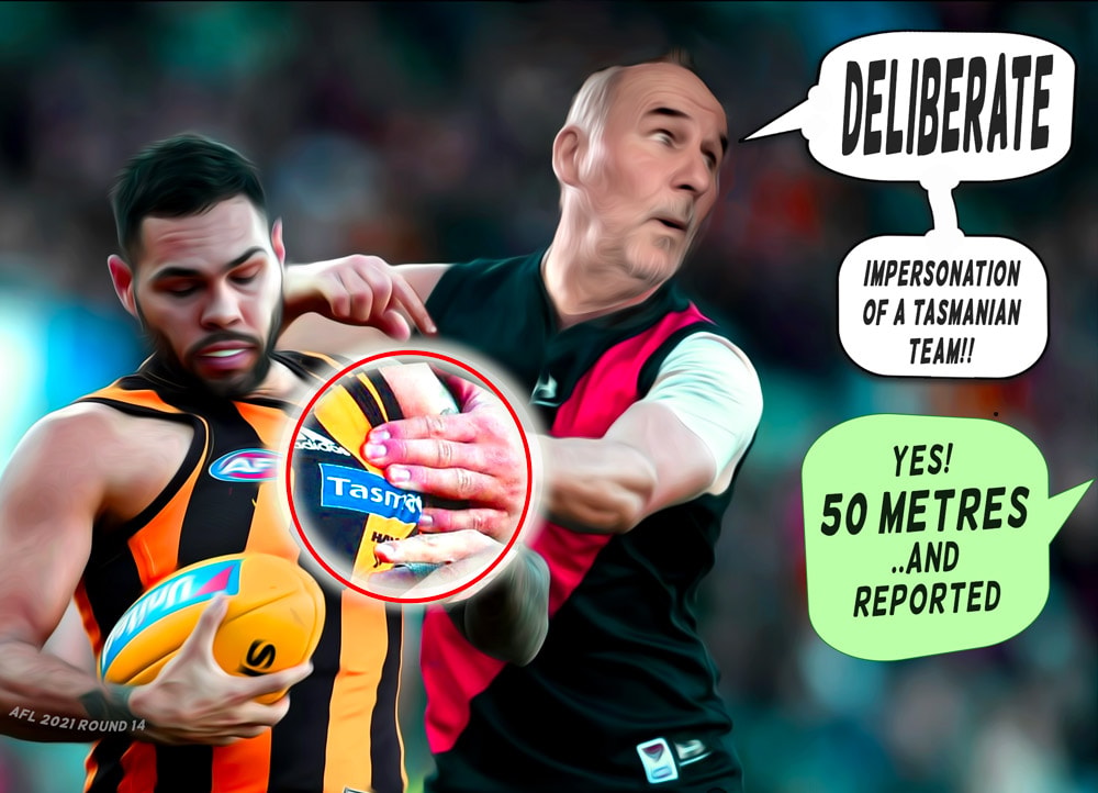 Impersonation — Footy cartoon by Peter Gillies